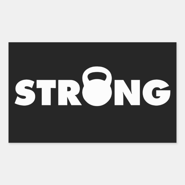 STRONG - Kettlebell Workout Motivierend Rechteckiger Aufkleber (Vorderseite)
