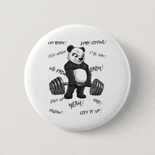 Strong Panda Deadlift Shirt Man Bodybuilder Bear P Button