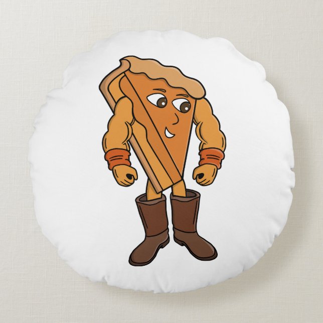 Strong Pie Wearing Boots Rundes Kissen (Vorderseite)