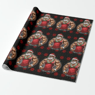 Strong Santa Claus Christmas Funny Xmas Ugly Fit Geschenkpapier