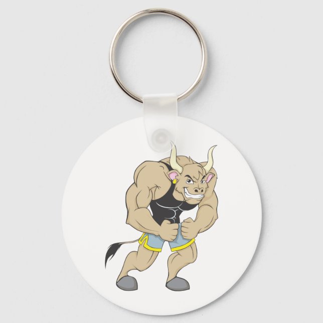 Strong Shirt | Niedlich Muscular Mr Strong Ox Shir Schlüsselanhänger (Vorderseite)
