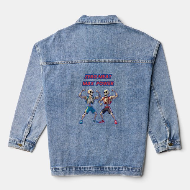 Strong to the Bone – Funny Skeleton Muscle Design Jeansjacke (Rückseite)