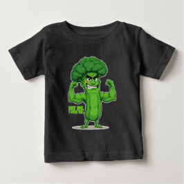 Strong Veggies Club Flexing Broccoli Funny Cartoon Baby T-shirt