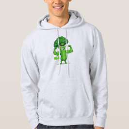 Strong Veggies Club Flexing Broccoli Funny Cartoon Hoodie