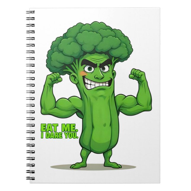 Strong Veggies Club Flexing Broccoli Funny Cartoon Notizblock (Vorderseite)