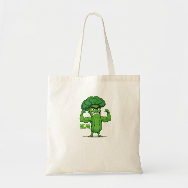 Strong Veggies Club Flexing Broccoli Funny Cartoon Tragetasche (Vorne)