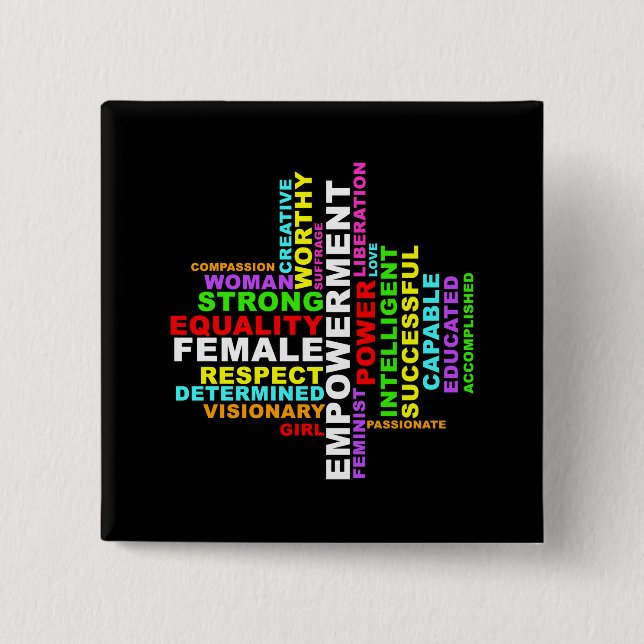 Strong Woman Word Cloud Button (Vorderseite)