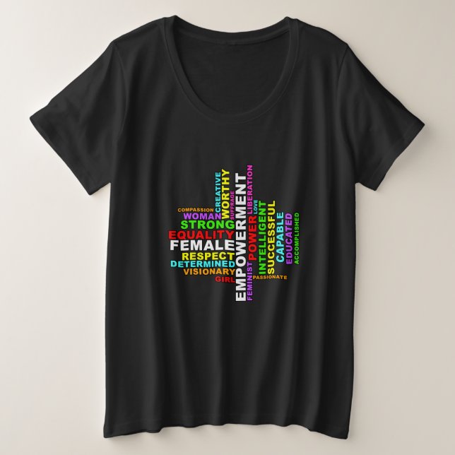 Strong Woman Word Cloud Große Größe T-Shirt (Design vorne)