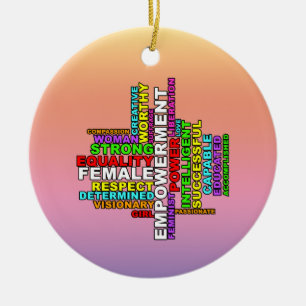 Strong Woman Word Cloud Keramik Ornament
