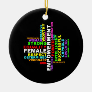 Strong Woman Word Cloud Keramik Ornament