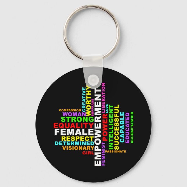 Strong Woman Word Cloud Schlüsselanhänger (Vorderseite)