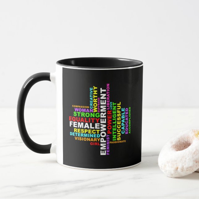 Strong Woman Word Cloud Tasse (Mit Donut)