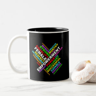 Strong Woman Word Cloud Zweifarbige Tasse