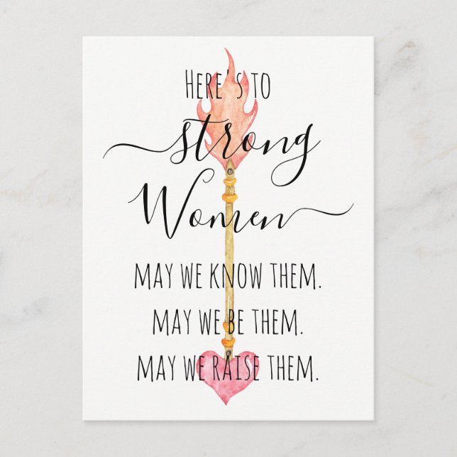 Strong Women Inspirational Watercolor Arrow Quote Postkarte (Vorderseite)