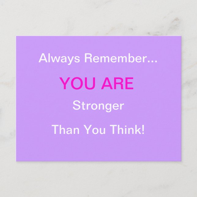 "STRONGER" Brustkrebs Postkarte (Vorderseite)