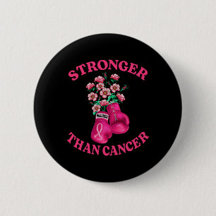 Stronger Than Cancer Boxing Gloves Pink Ribbon Bre Button