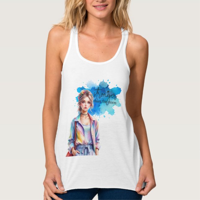 Stronger Than the Storm Inspirational Graphic Tank Top (Vorderseite)
