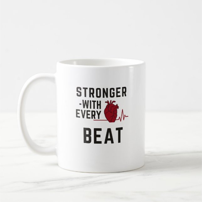 Stronger With Every Beat Heart Coffee Mug (Gauche)