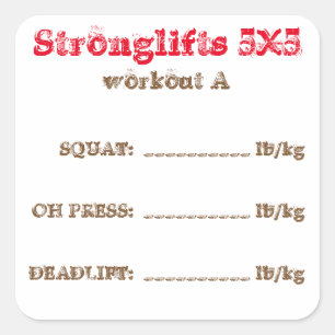 Stronglifts 5x5 Verfolger - Training A. Quadratischer Aufkleber