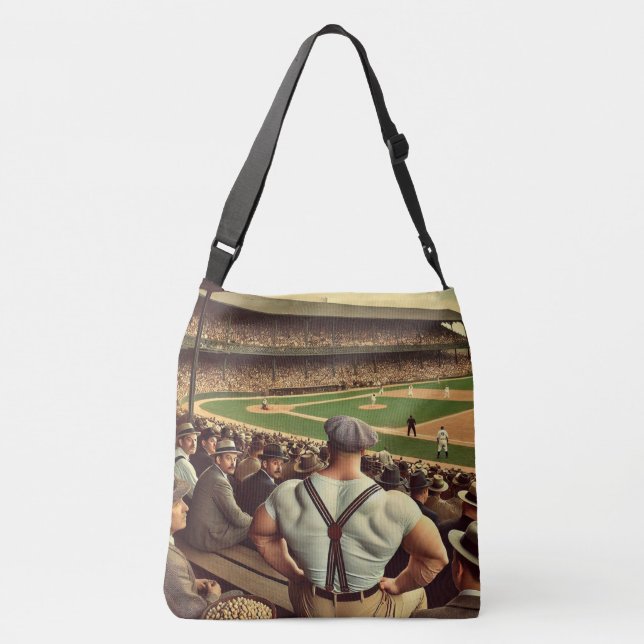 Strongman Watching Baseball Shoulder Tote Tragetaschen Mit Langen Trägern (Rückseite)