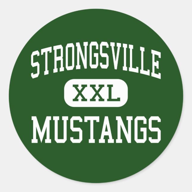 Strongsville - Mustangs - Hoch - Strongsville Ohio Runder Aufkleber (Vorderseite)