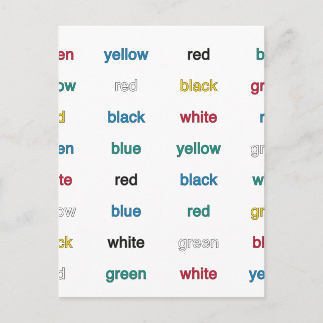 Stroop Test Englisch Postkarte (Vorderseite)