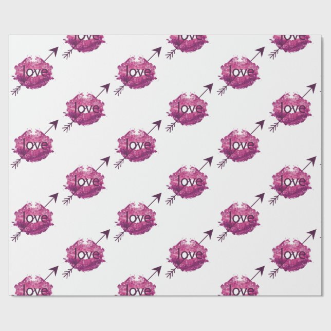 "Struck by Love" Cupid's Arrow Gift Wrap Geschenkpapier (Flach)