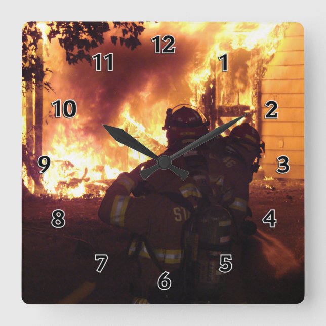 Structure Fire Quadratische Wanduhr (Vorderseite)