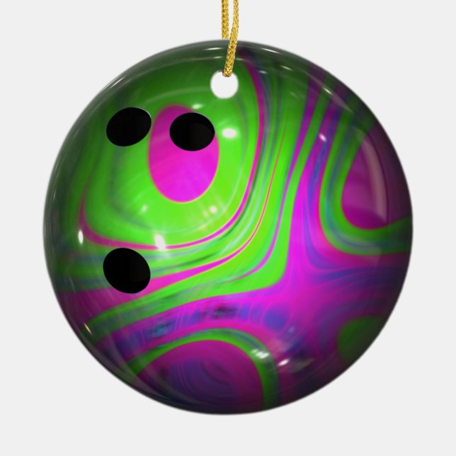 Strudel färbt Bowlings-Ball Keramik Ornament (Vorne)