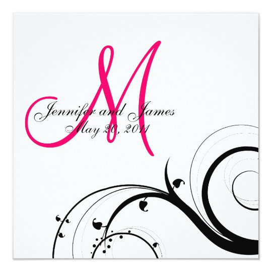 Strudel-Monogramm-Hochzeit retten die Quadratische 13,3 Cm Einladungskarte