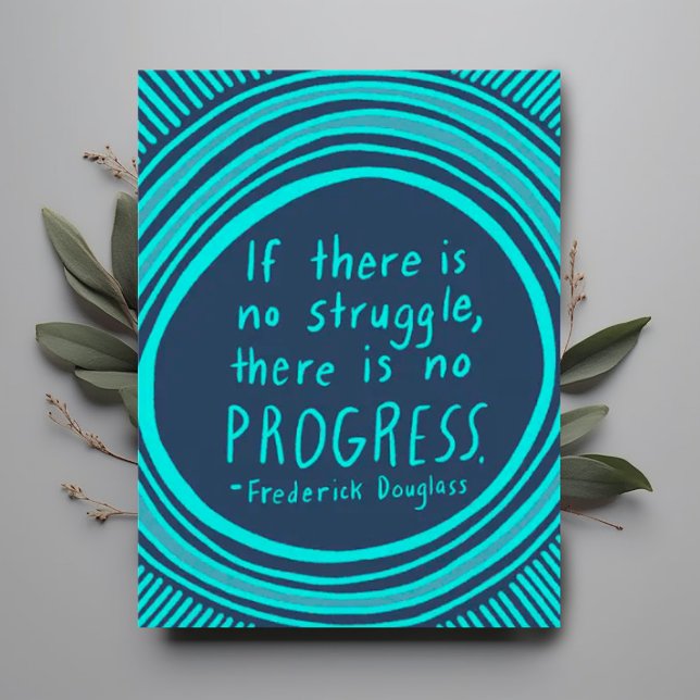 STRUGGGGGE FORTSCHRITTE POSTKARTE (Frederick Douglass handlettered quote custom postcard)