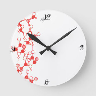 Struktur der illustrierten roten Moleküle Runde Wanduhr