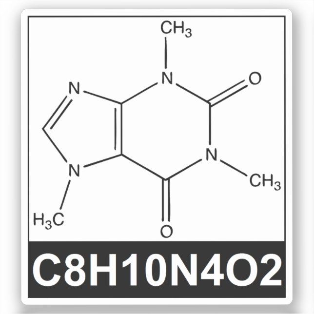 Struktur der Koffeinmoleküle - C8H10N4O2 Aufkleber (Vorderseite)
