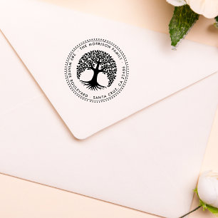 Struktur des Lebens rund Familienname und Rücksend Gummistempel