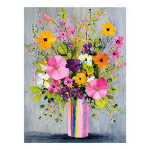 Strukturierte Blumen in einer Vase Fotodruck