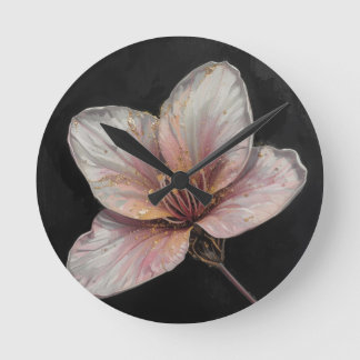 Strukturierte Blumenkunst – Weiches Blumen-Design Runde Wanduhr