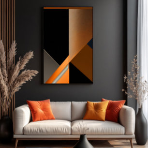 Strukturierte Bronze- und Orange-Abstrakte Geometr Leinwanddruck