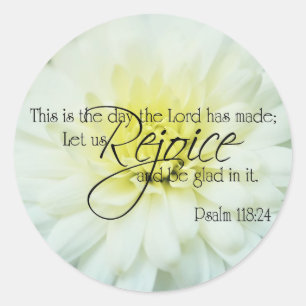 Strukturiertes Chrysantheme-Psalm-118:24 Runder Aufkleber