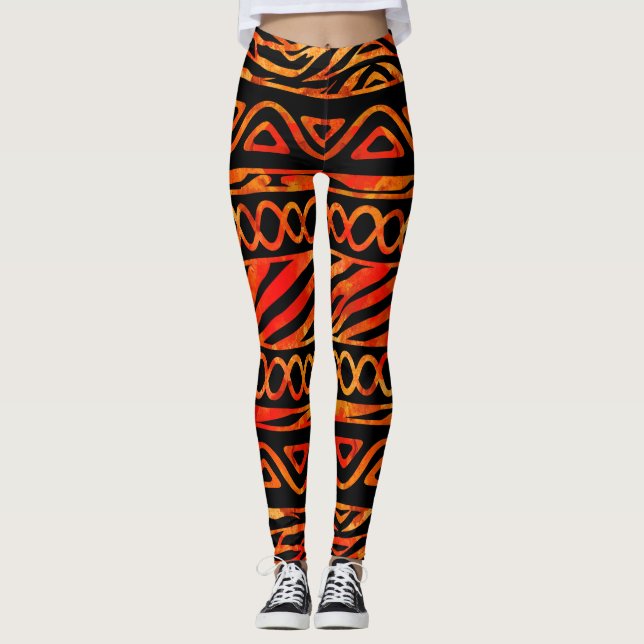 Strukturiertes ethnisches und Tierdruck-Muster N3 Leggings (Vorderseite)
