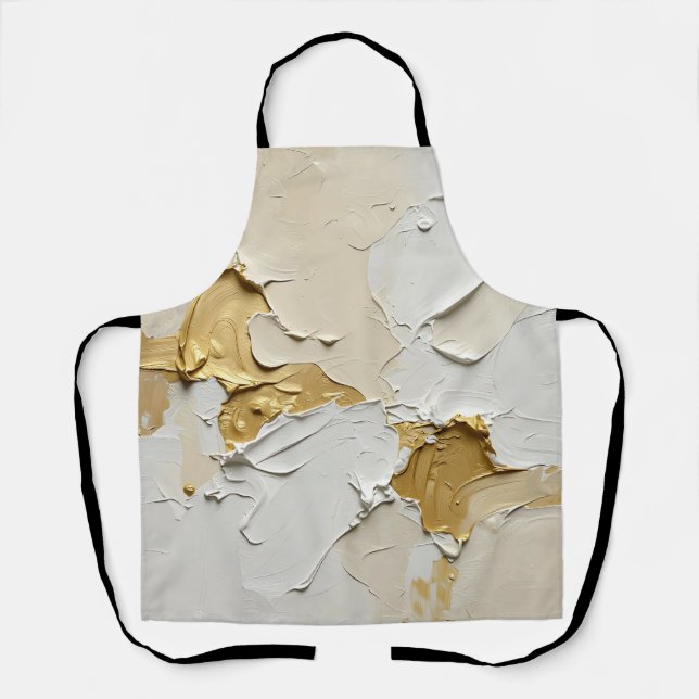 Strukturiertes Gold-Impasto-Abstrakt Neutral Schürze (Vorderseite)