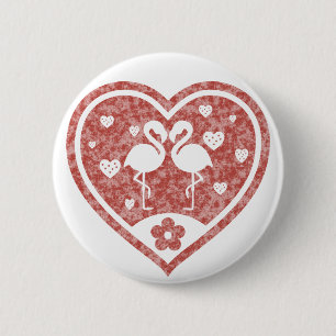 Strukturiertes Herz Flamingo Liebe Button