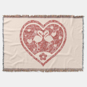 Strukturiertes Herz Flamingo Liebe Decke
