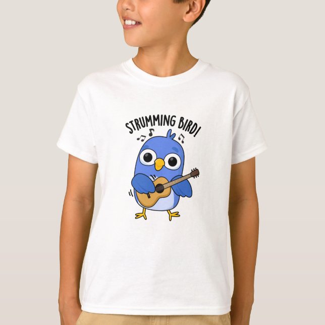 Strumming Bird Funny Animal Puff T-Shirt (Vorderseite)