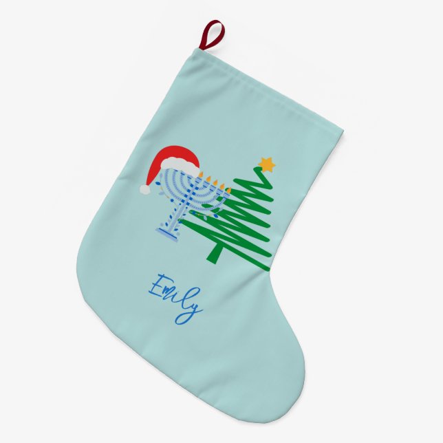 Strumpf Blue Chrismukkah Großer Weihnachtsstrumpf (Vorderansicht (hängend))
