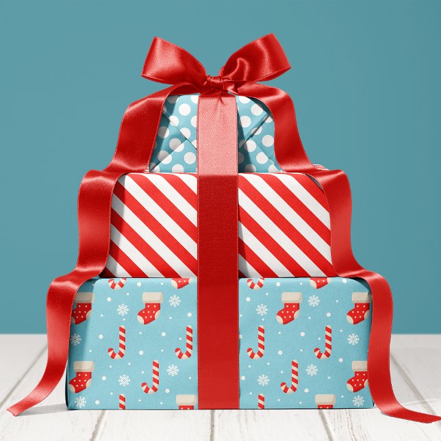 Strumpf Candy Cane Pattern Niedlicher Urlaub Weihn Geschenkpapier Set (Von Creator hochgeladen)
