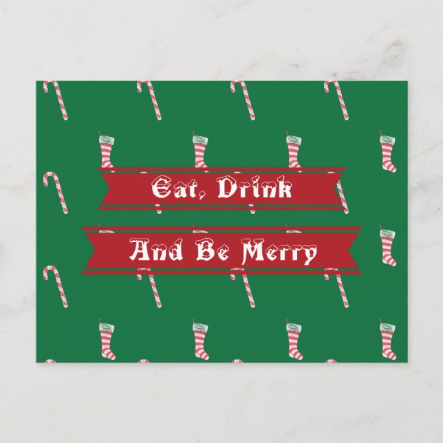 Strumpf & Candy Cane Weihnachten Postkarte (Vorderseite)