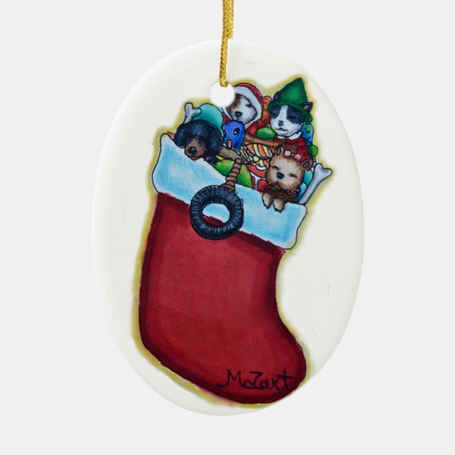 Strumpf der Welpen Weihnachtsschmuck (Vorne)