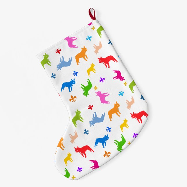 Strumpf French Bulldog Pattern Großer Weihnachtsstrumpf (Rückseite (Hängend))