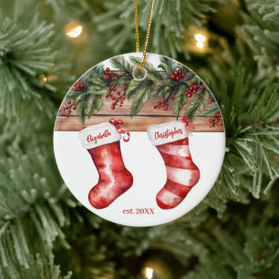 Strumpf für den Verlobten Ersten Weihnachtsnamen m Keramik Ornament