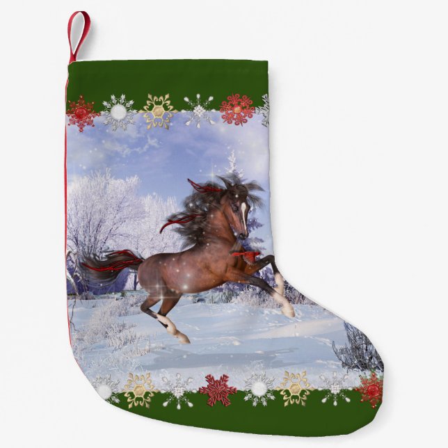Strumpf für Pferde und Kardinäle Kleiner Weihnachtsstrumpf (Vorderseite)